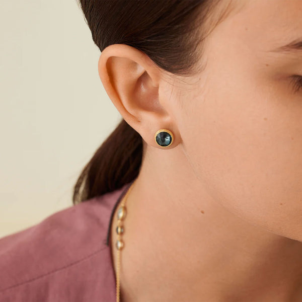 Marco Bicego Jaipur 18ct Yellow Gold London Blue Topaz Stud Earrings - Berry's Jewellers