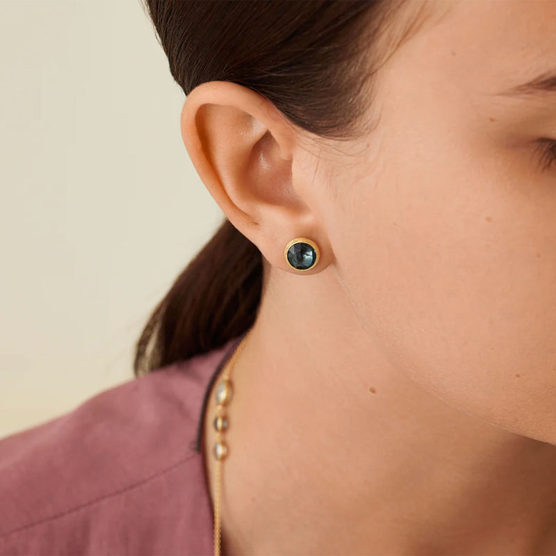 Marco Bicego Jaipur 18ct Yellow Gold London Blue Topaz Stud Earrings - Berry's Jewellers