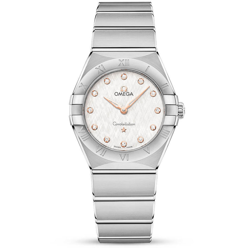 Constellation 28mm White Silk Diamond Dial Ladies Bracelet Watch