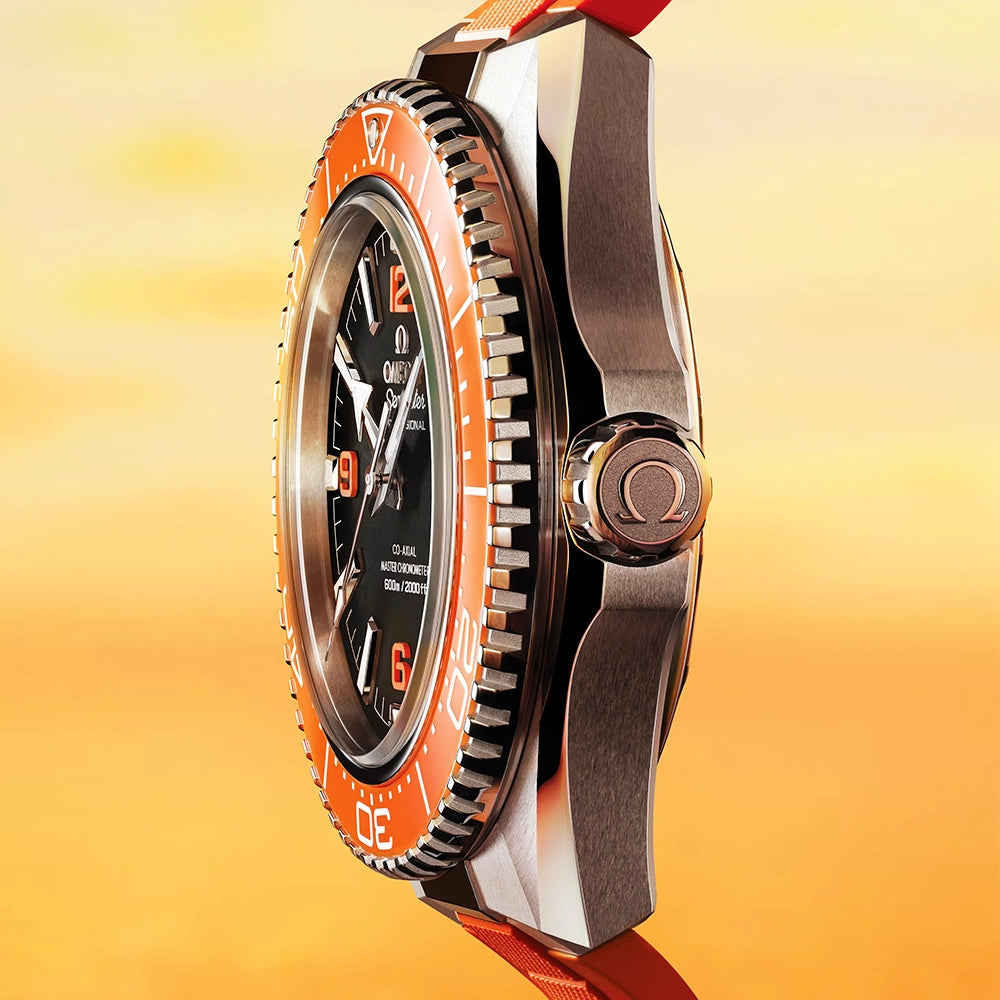 OMEGA Seamaster Planet Ocean 600m 42mm Black Dial & Orange Bezel Strap Watch - Berry's Jewellers