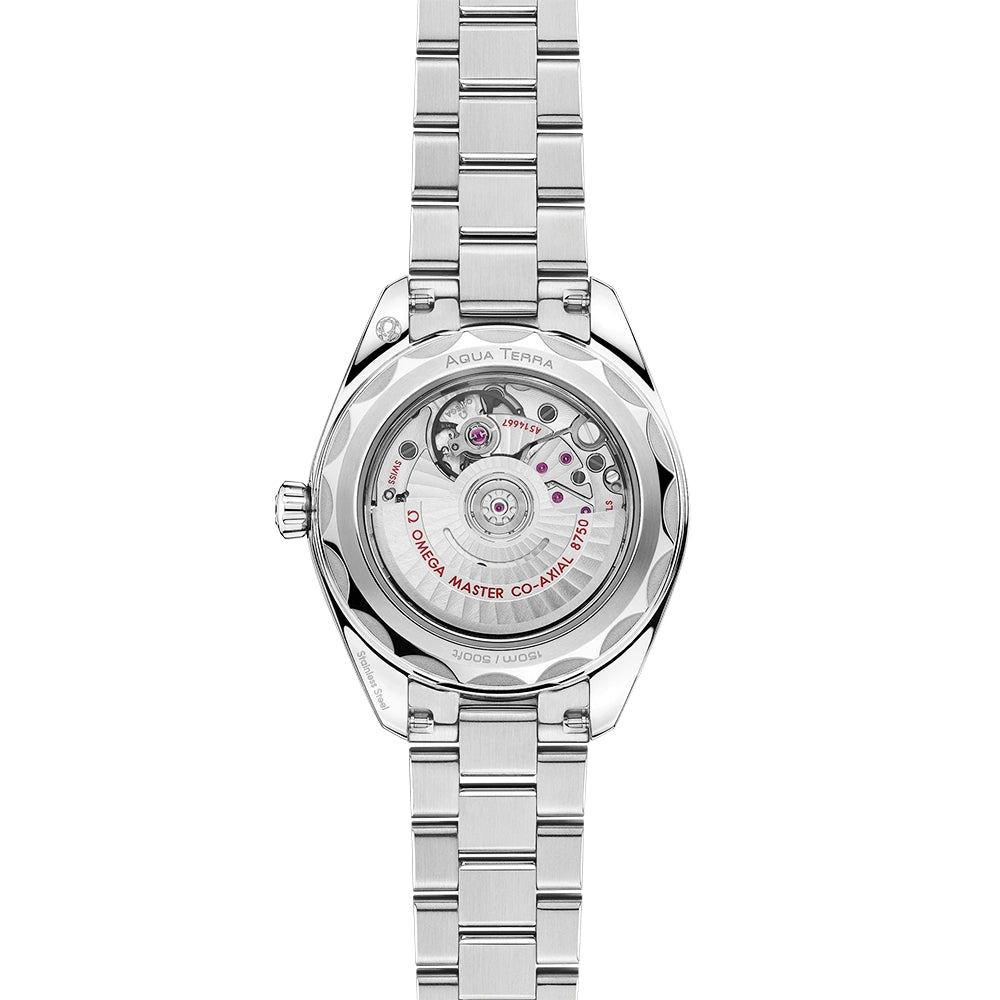 OMEGA Seamaster Aqua Terra 30mm White Mother of Pearl Diamond Dial Watch - Berry's Jewellers