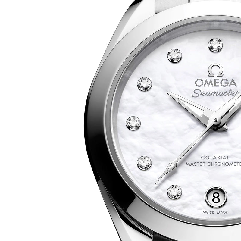 Seamaster Aqua Terra 30mm White Mother of Pearl Diamond Dial Watch