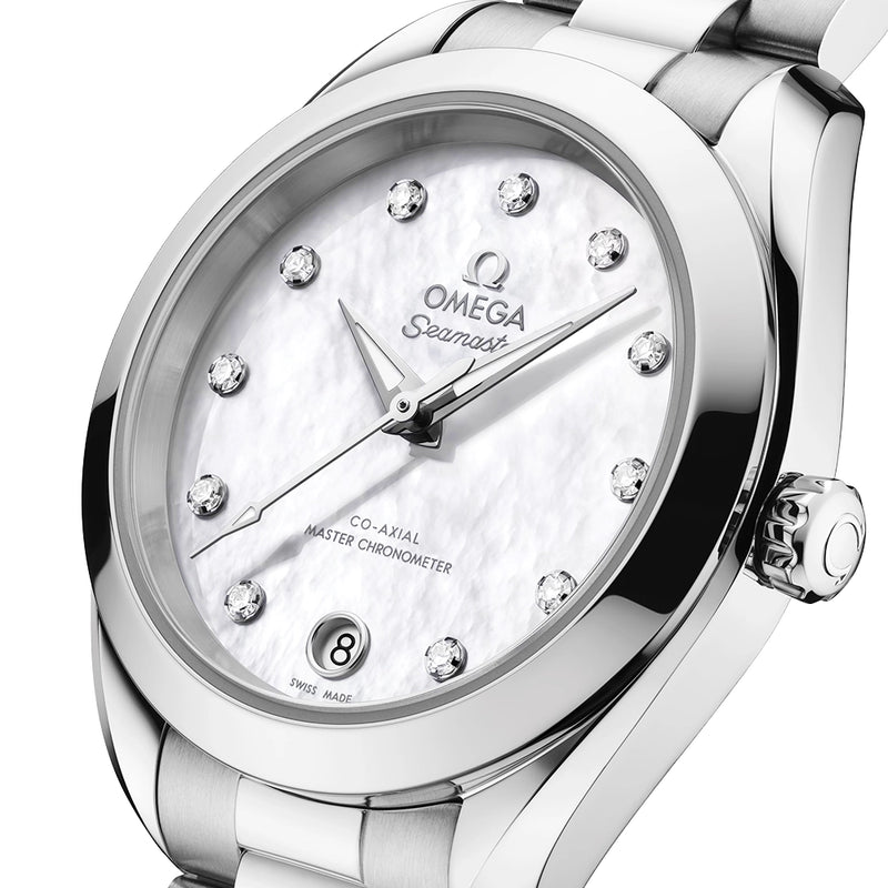 Seamaster Aqua Terra 30mm White Mother of Pearl Diamond Dial Watch