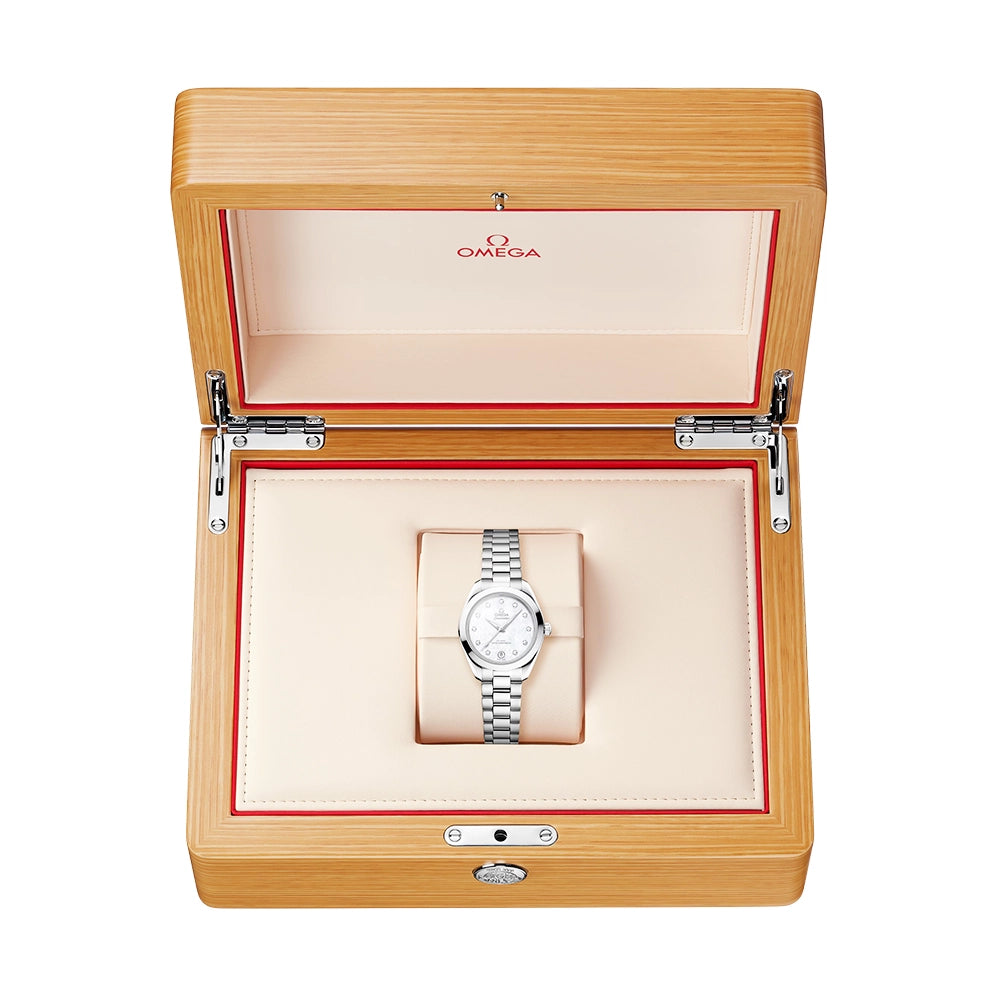 Seamaster Aqua Terra 30mm White Mother of Pearl Diamond Dial Watch