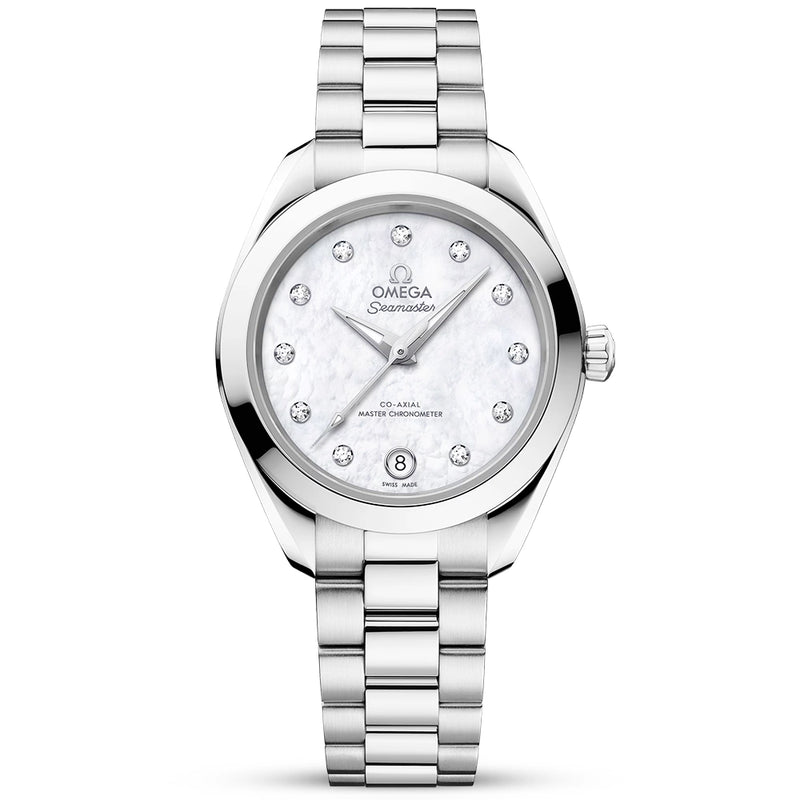 Seamaster Aqua Terra 30mm White Mother of Pearl Diamond Dial Watch