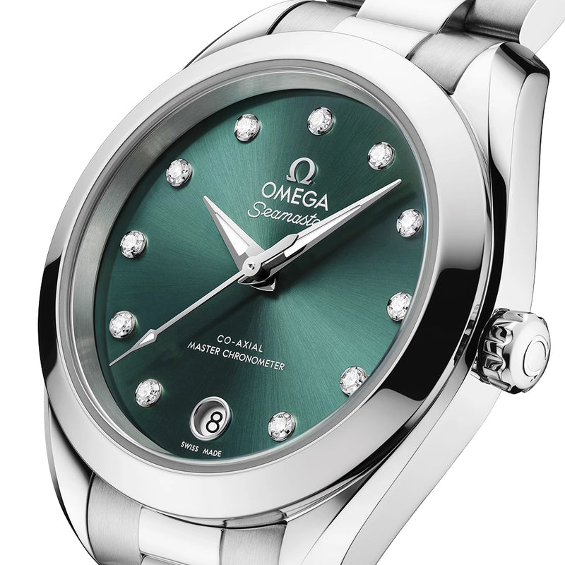 Seamaster Aqua Terra 30mm Green Sunray Diamond Dial Watch