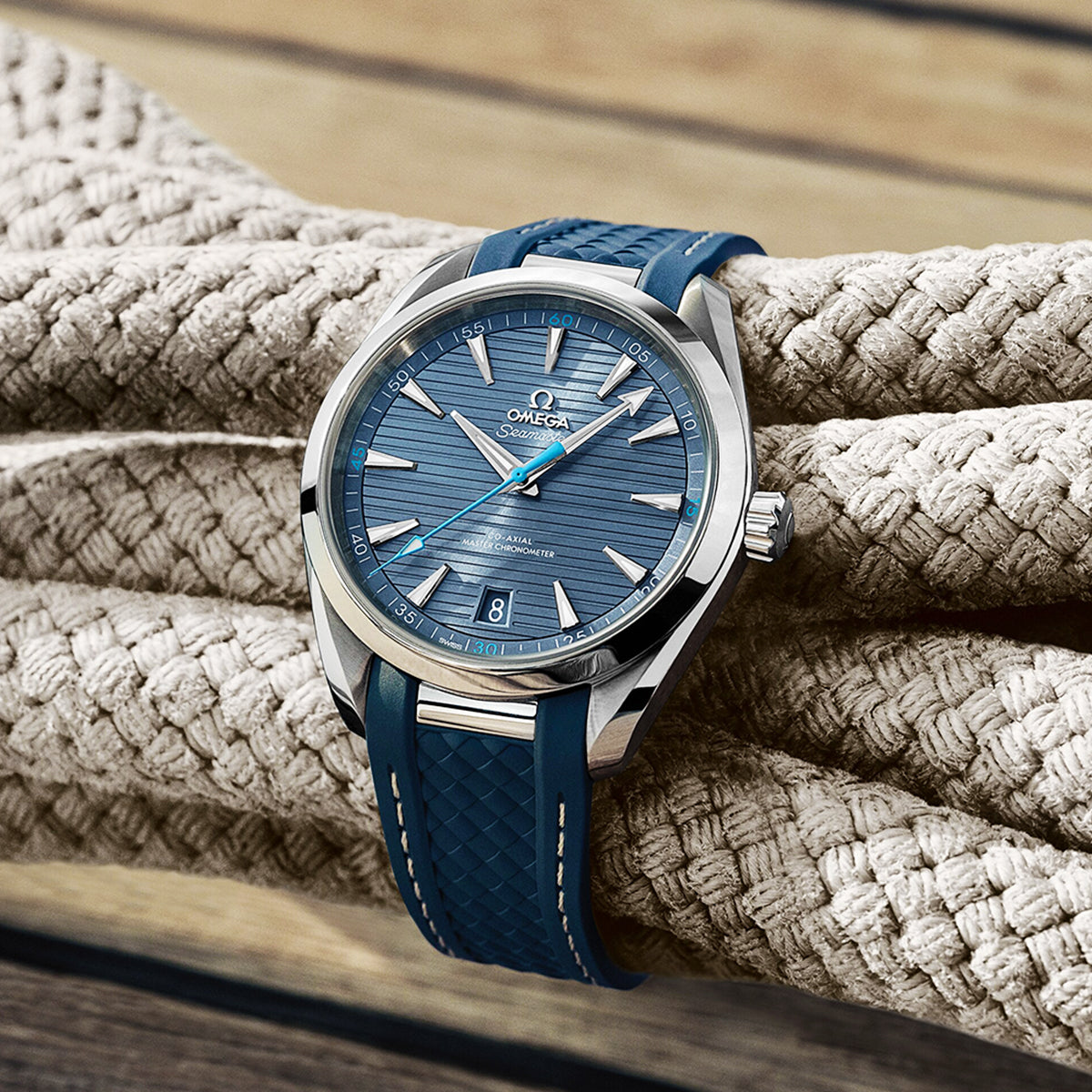 Seamaster Aqua Terra 41mm Blue/Grey Dial Rubber Strap Watch