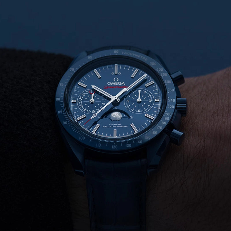 Speedmaster Moonphase 44.25mm Blue Ceramic Chronograph Strap Watch