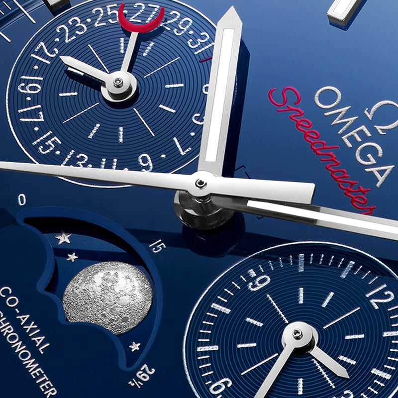 Speedmaster Moonphase 44.25mm Blue Ceramic Chronograph Strap Watch