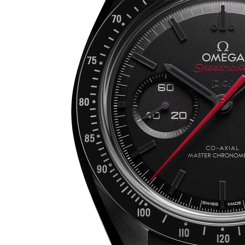 Speedmaster "Dark Side of the Moon" Black/Red Dial Rubber Strap Watch