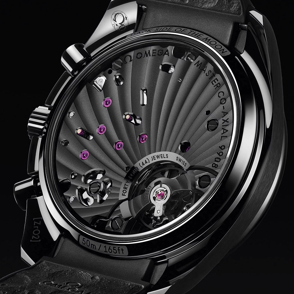 OMEGA Speedmaster "Dark Side of the Moon" Black/Red Dial Rubber Strap Watch - Berry's Jewellers