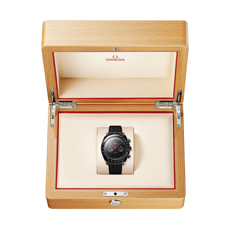 Speedmaster "Dark Side of the Moon" Black/Red Dial Rubber Strap Watch
