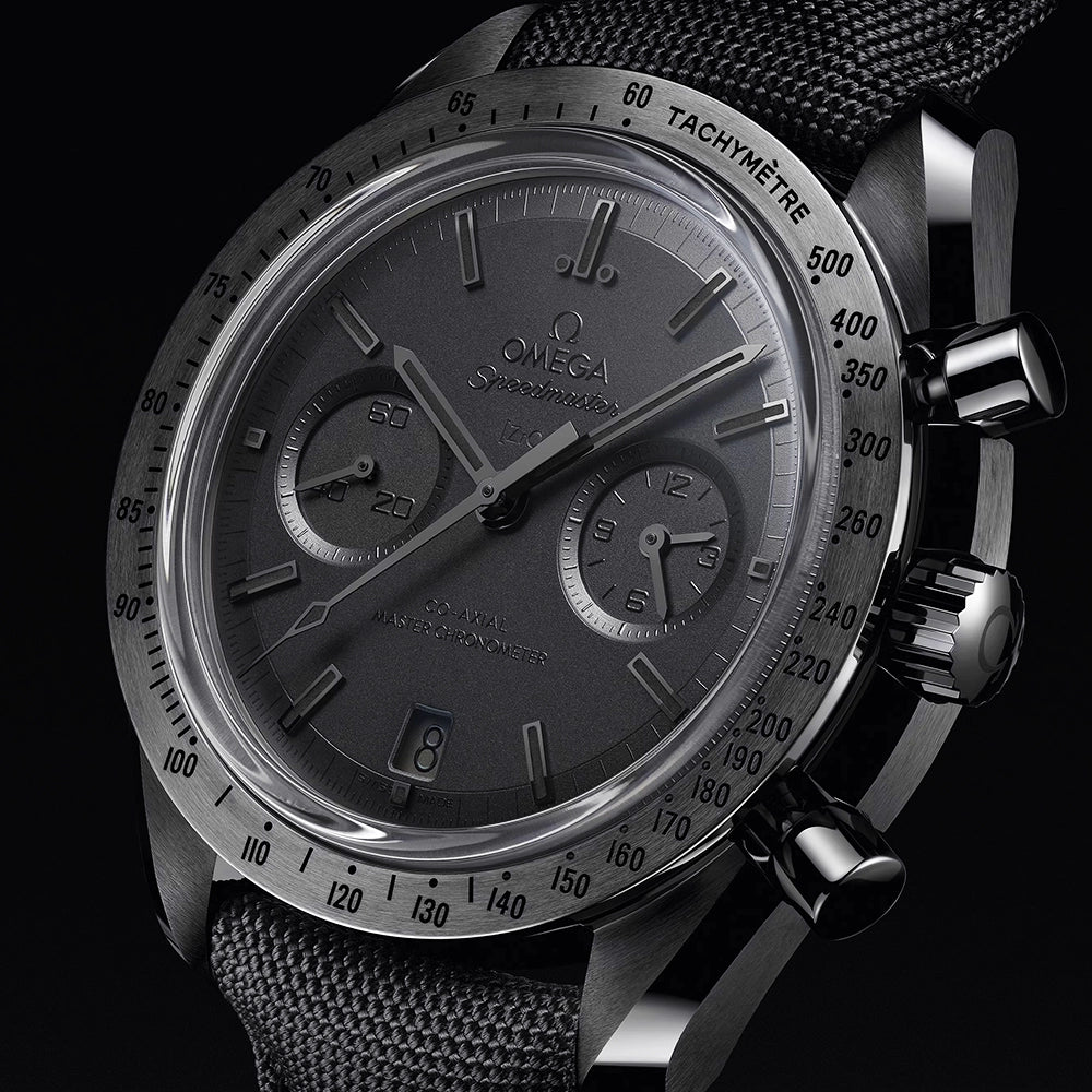 OMEGA Speedmaster "Dark Side of the Moon" All Black Dial Rubber Strap Watch - Berry's Jewellers