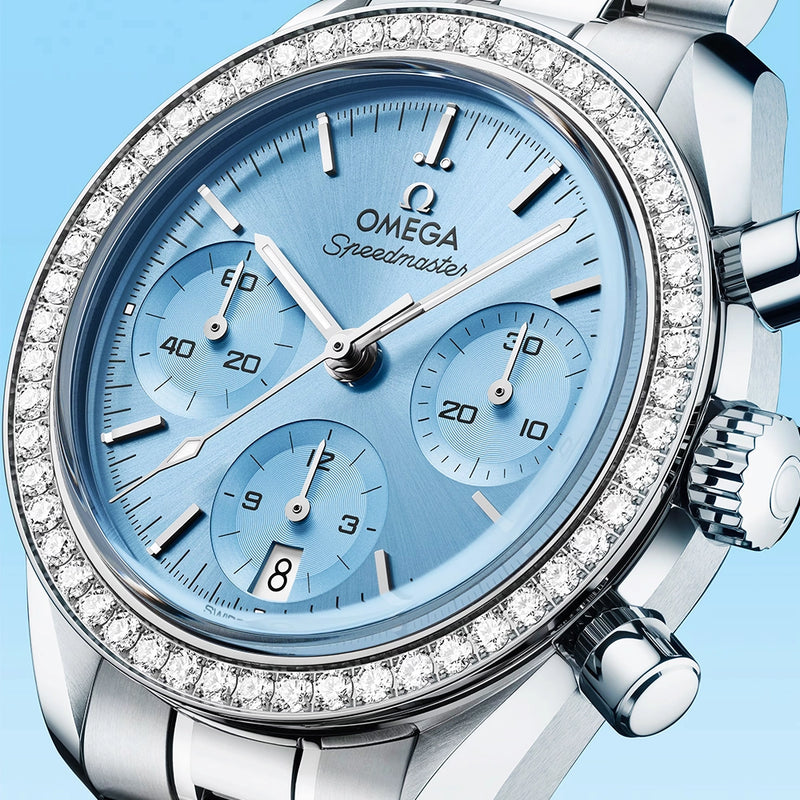 Speedmaster Chronograph 38mm Ice Blue Dial Diamond Set Watch