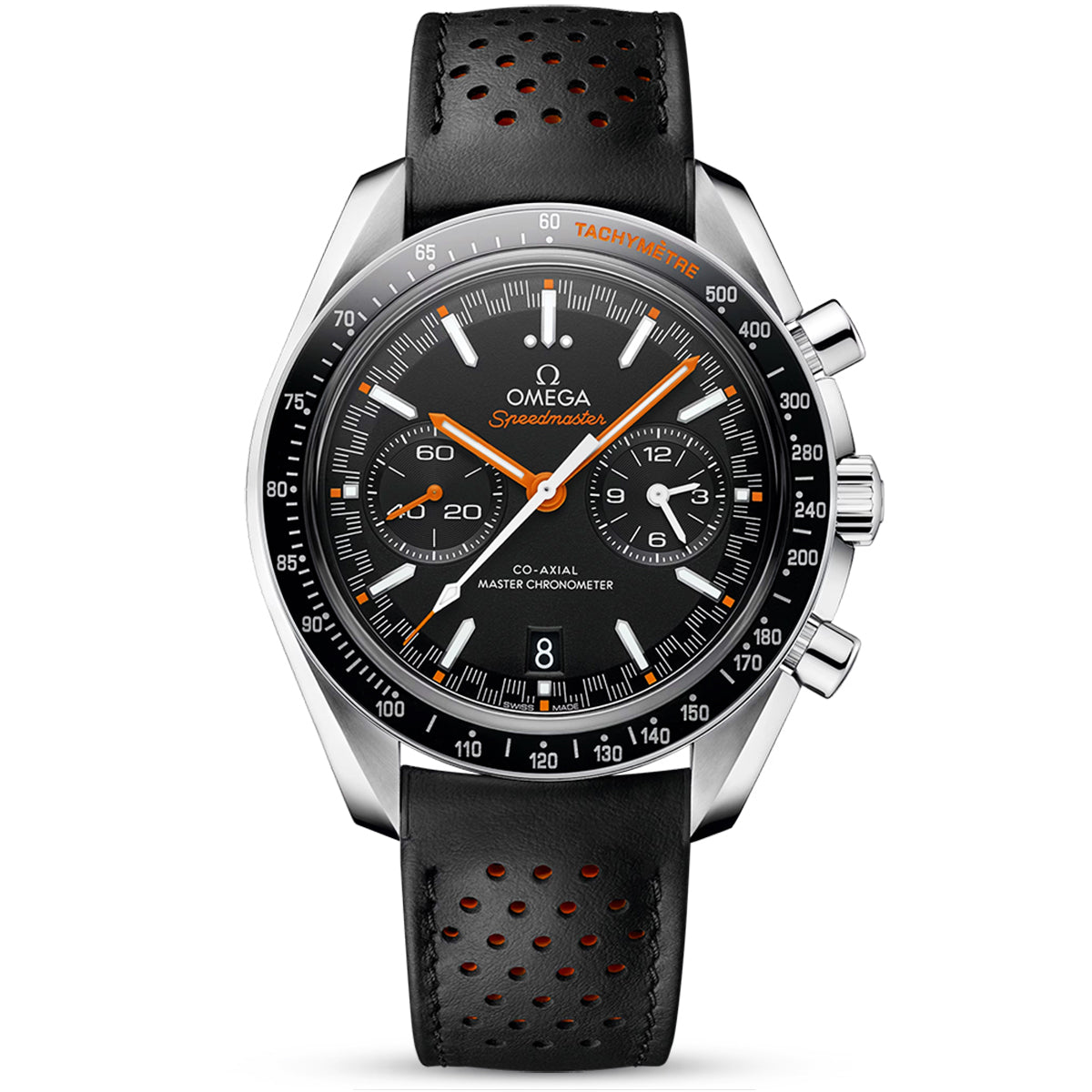Speedmaster Racing 44.25mm Black Dial Automatic Strap Watch