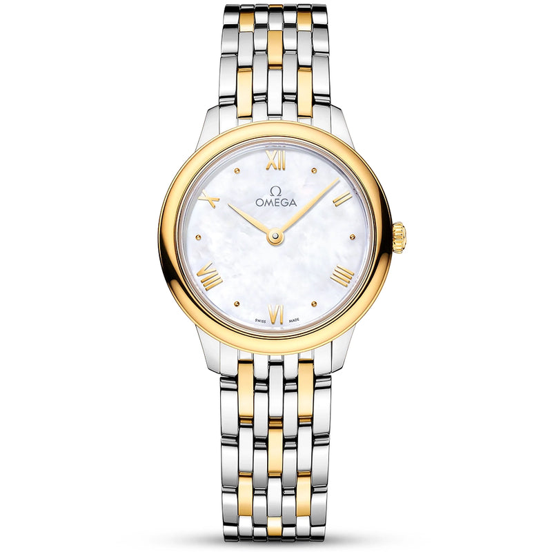 De Ville Prestige 27.5mm Two-Tone White Mother of Pearl Dial Watch