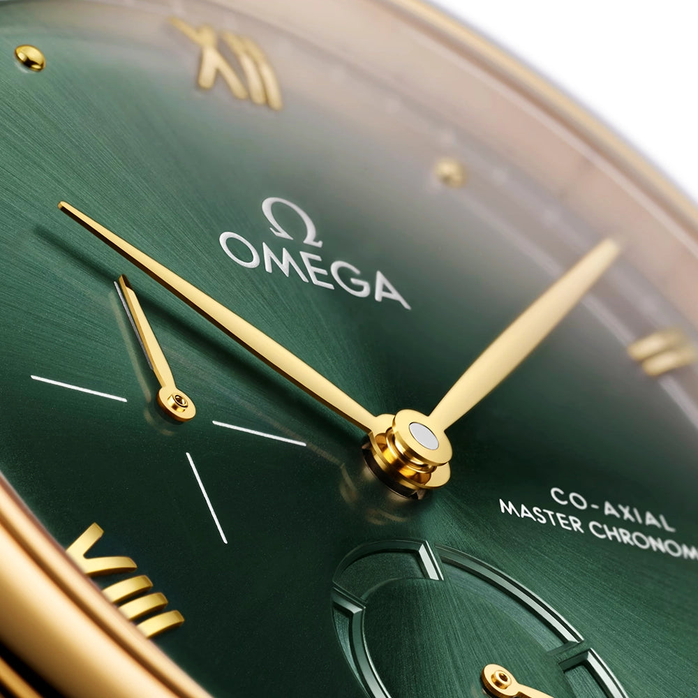 De Ville Prestige 41mm 18ct Yellow Gold Green Sunray Dial Watch