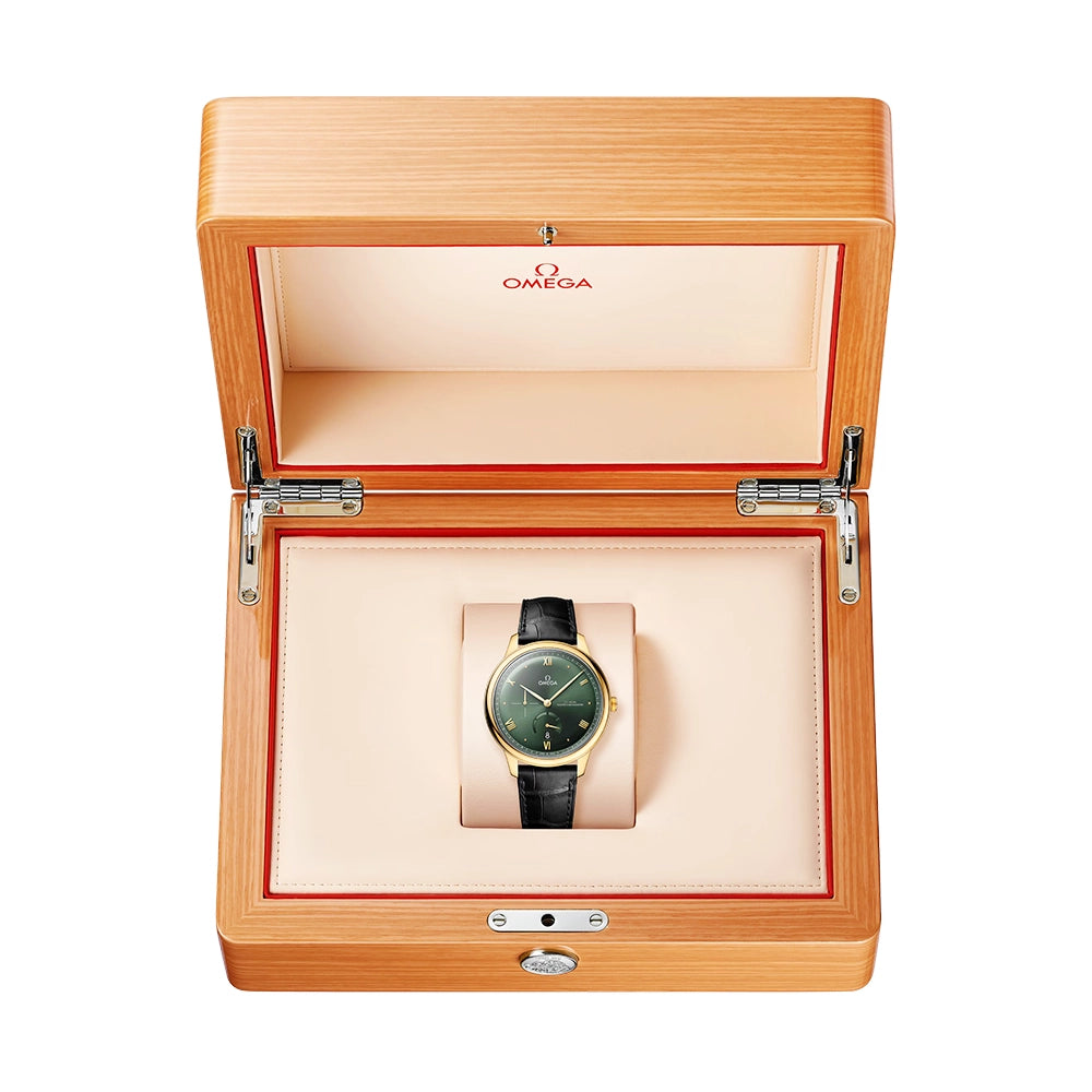 De Ville Prestige 41mm 18ct Yellow Gold Green Sunray Dial Watch