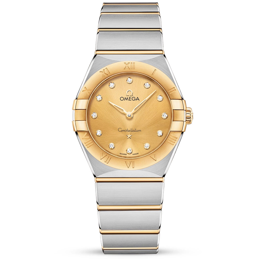 OMEGA Constellation 28mm Steel & 18ct Yellow Gold Diamond Set Watch - Berry's Jewellers