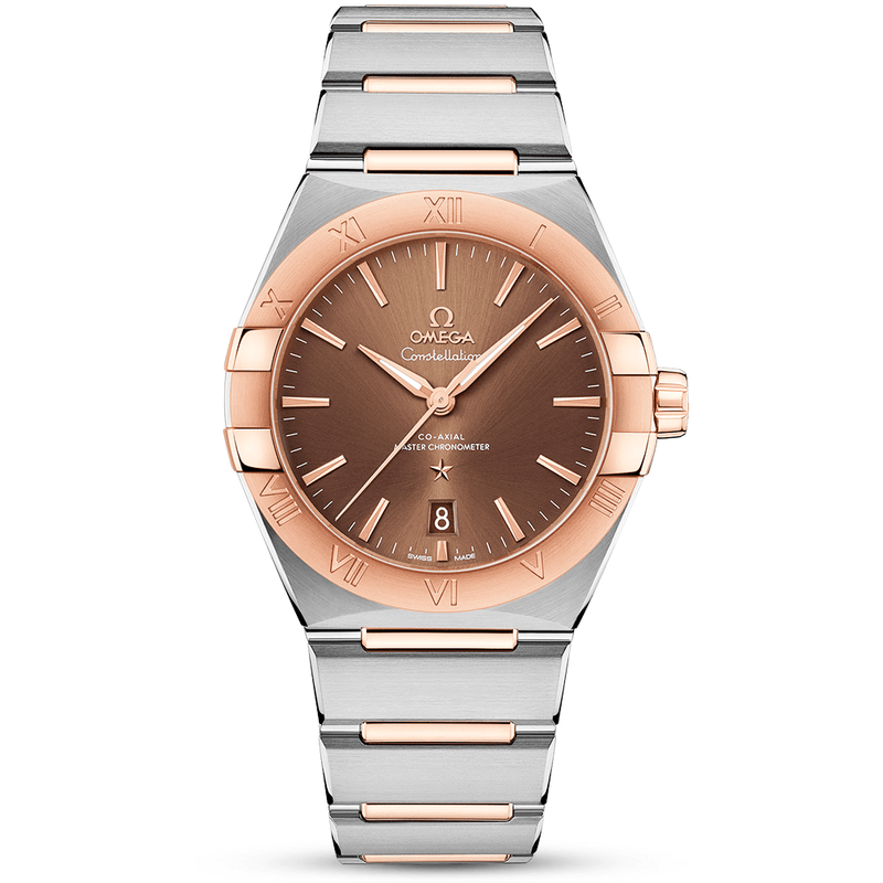 OMEGA Constellation 39mm Two-Tone Brown Dial Mens Automatic Watch - Berry's Jewellers