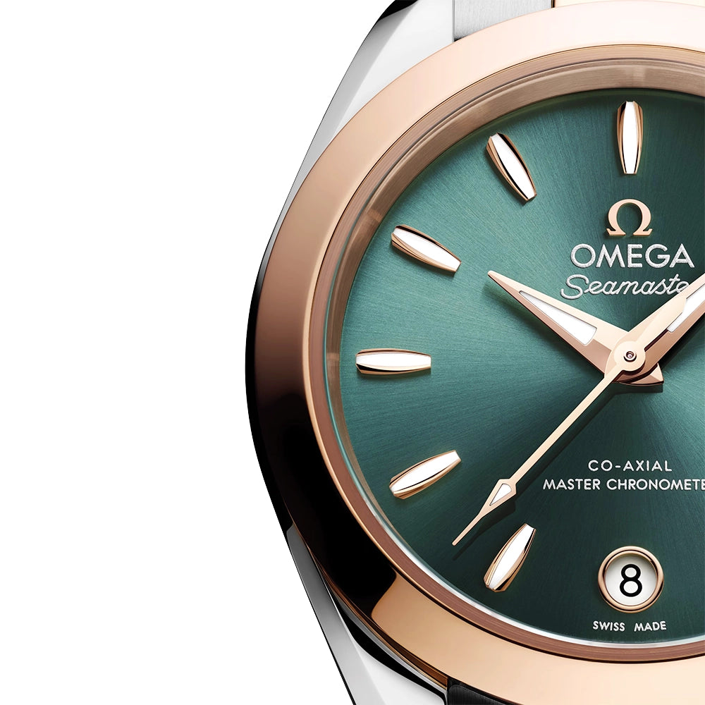 OMEGA Seamaster Aqua Terra 30mm Two-Tone Green Sunray Dial Watch - Berry's Jewellers