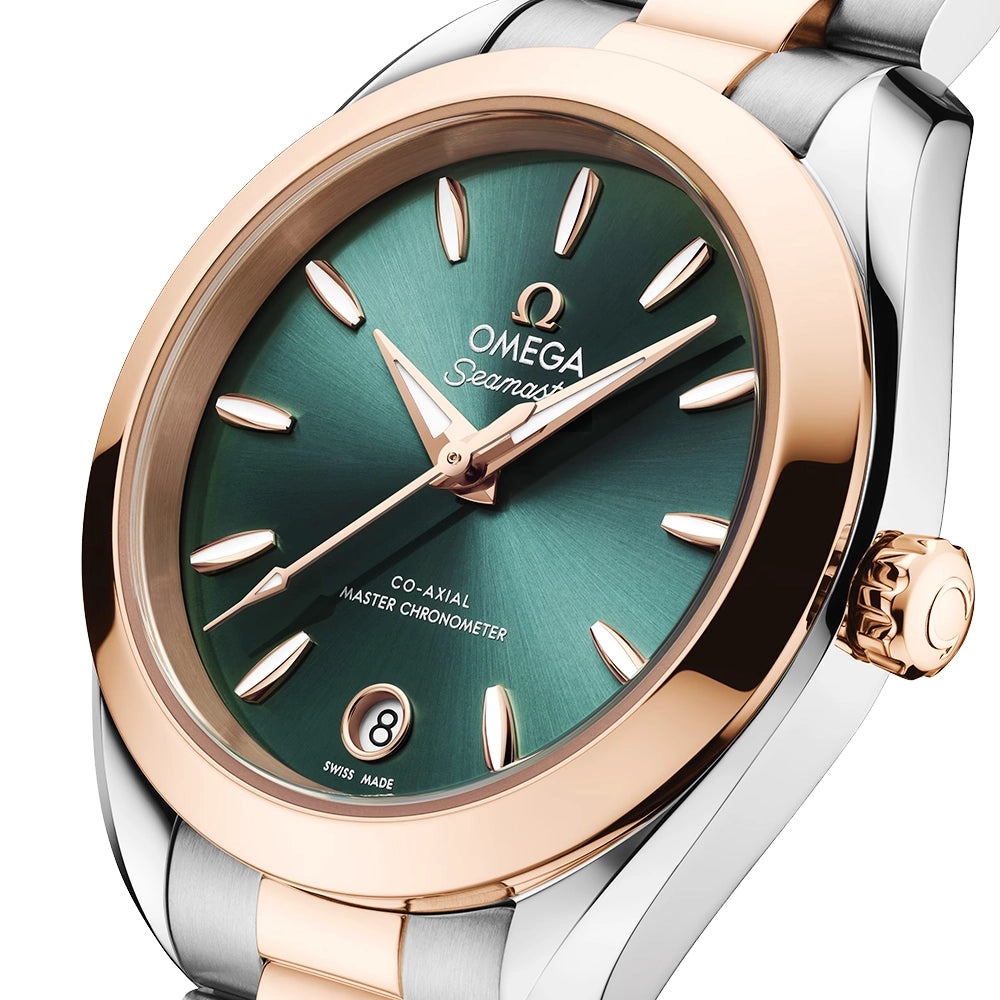 OMEGA Seamaster Aqua Terra 30mm Two-Tone Green Sunray Dial Watch - Berry's Jewellers