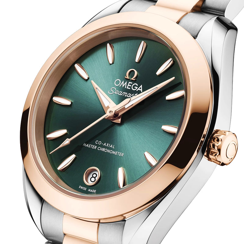 Seamaster Aqua Terra 30mm Two-Tone Green Sunray Dial Watch