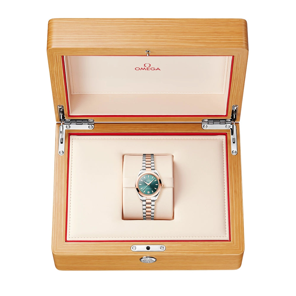OMEGA Seamaster Aqua Terra 30mm Two-Tone Green Sunray Dial Watch - Berry's Jewellers