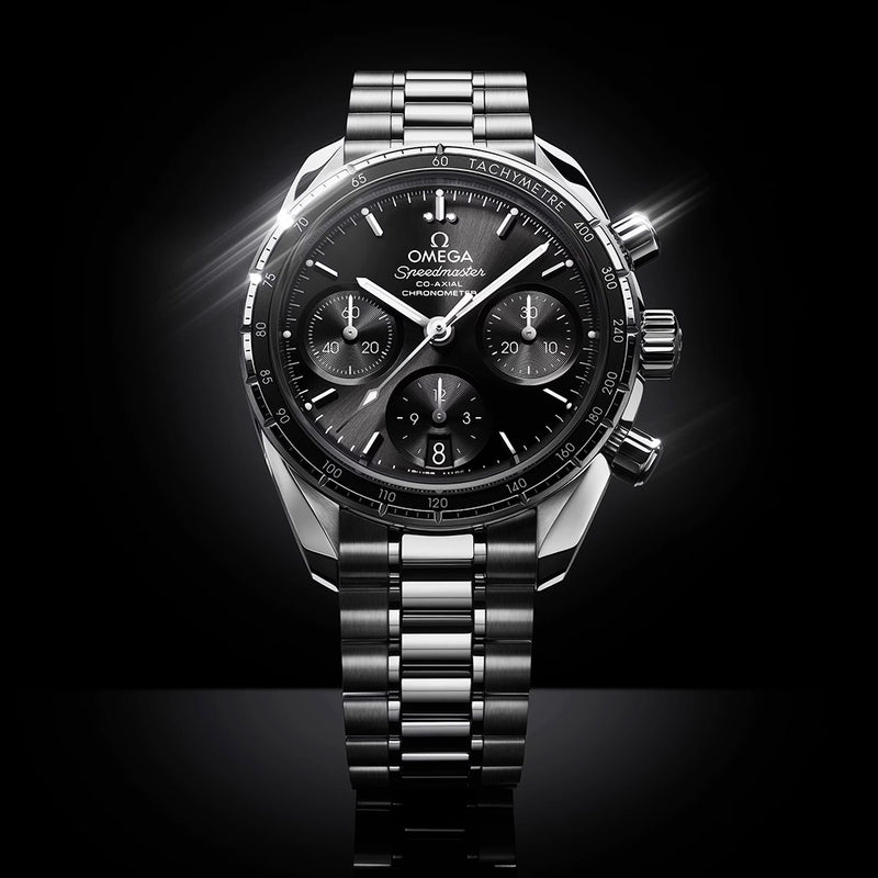 OMEGA Speedmaster 38mm Black Dial Automatic Chronograph Watch - Berry's Jewellers