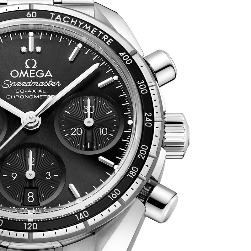 OMEGA Speedmaster 38mm Black Dial Automatic Chronograph Watch - Berry's Jewellers