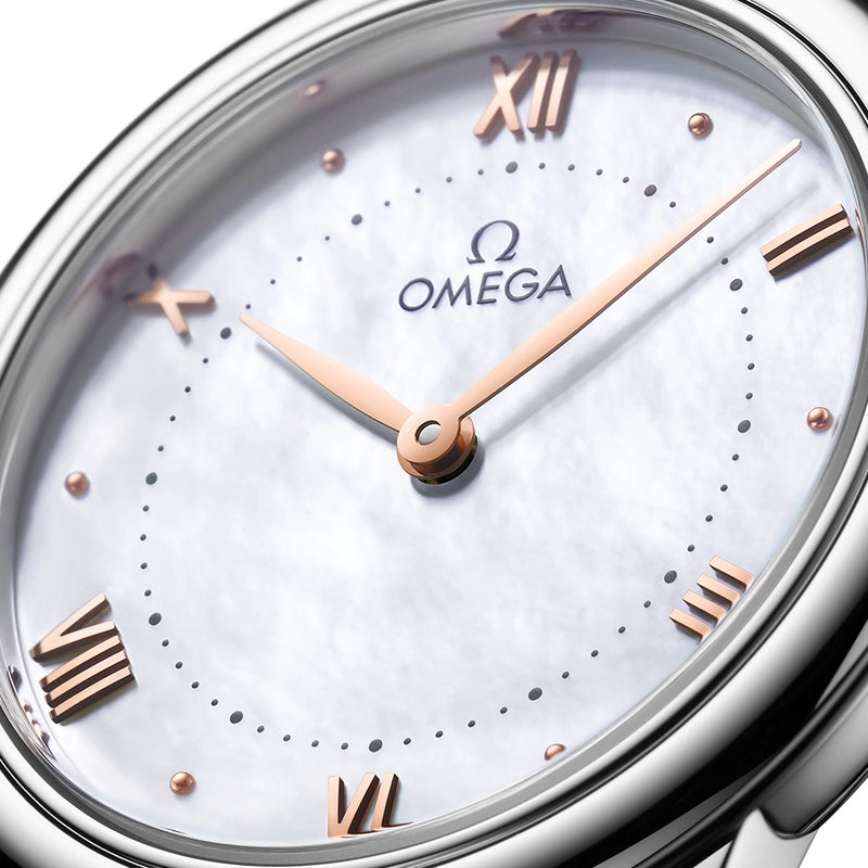 OMEGA De Ville Prestige 30mm White Mother of Pearl Dial Bracelet Watch - Berry's Jewellers