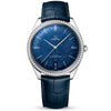 OMEGA De Ville Tresor 40mm Blue Silk Dial Diamond Set Strap Watch - Berry's Jewellers