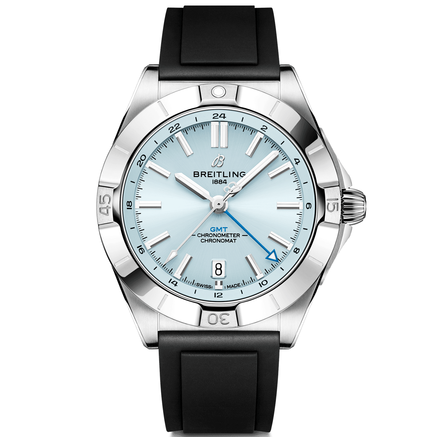 Chronomat GMT Platinum 40mm Ice Blue Dial Men's Strap Watch