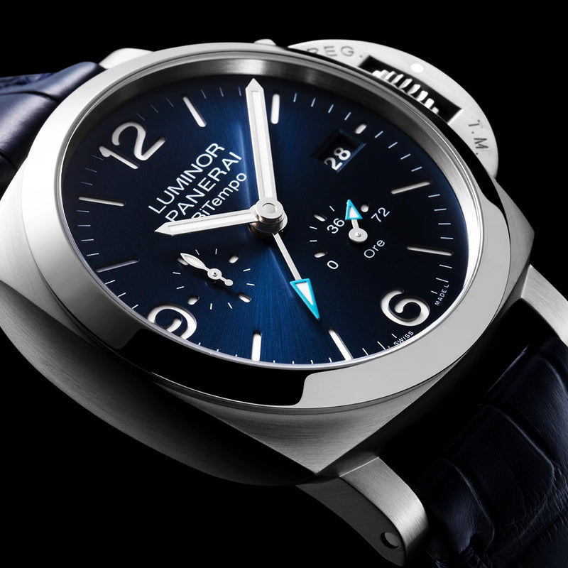 Panerai Luminor BiTempo 44mm Blue Dial Automatic Strap Watch - Berry's Jewellers