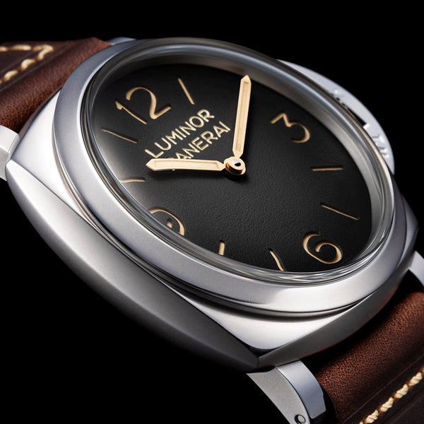 Panerai Luminor Tre Giorni 47mm Patina Steel Mens Leather Strap Watch - Berry's Jewellers
