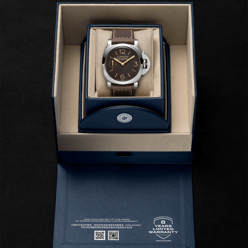 Panerai Luminor 44mm Brown Dial Brown Strap Mens Watch - Berry's Jewellers