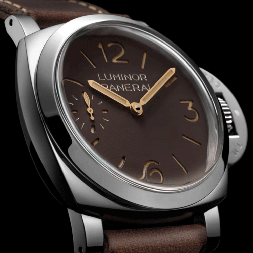 Panerai Luminor 44mm Brown Dial Brown Strap Mens Watch - Berry's Jewellers