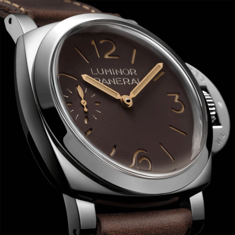 Panerai Luminor 44mm Brown Dial Brown Strap Mens Watch - Berry's Jewellers