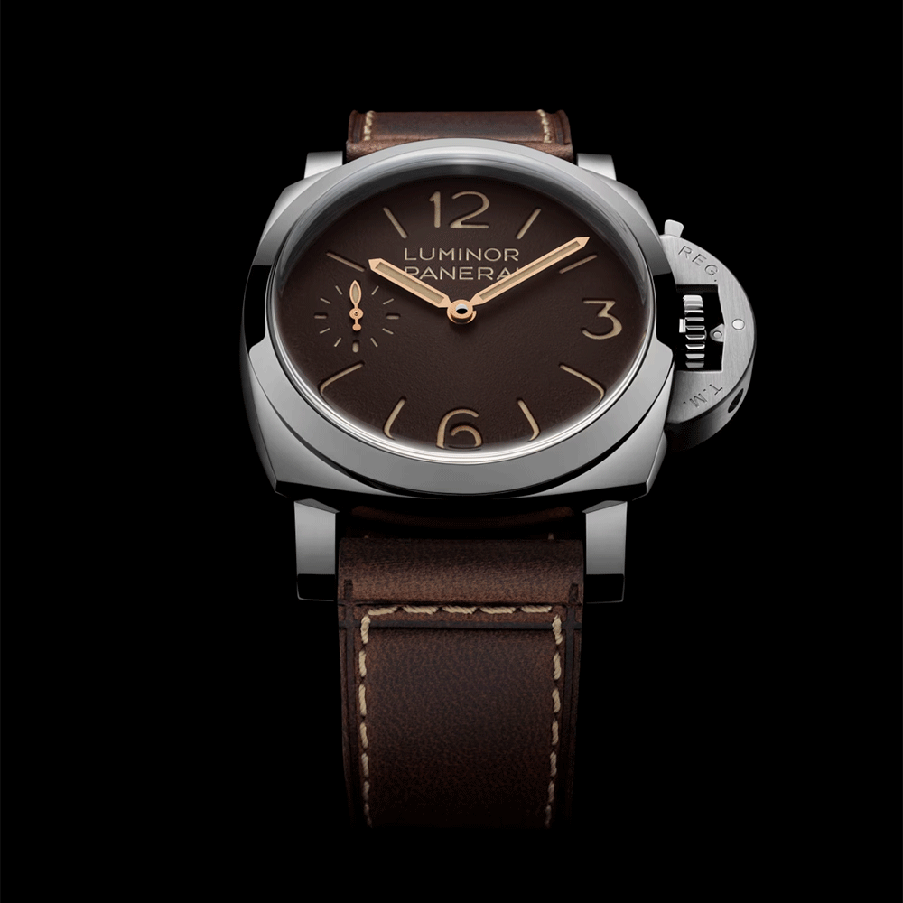 Panerai Luminor 44mm Brown Dial Brown Strap Mens Watch - Berry's Jewellers