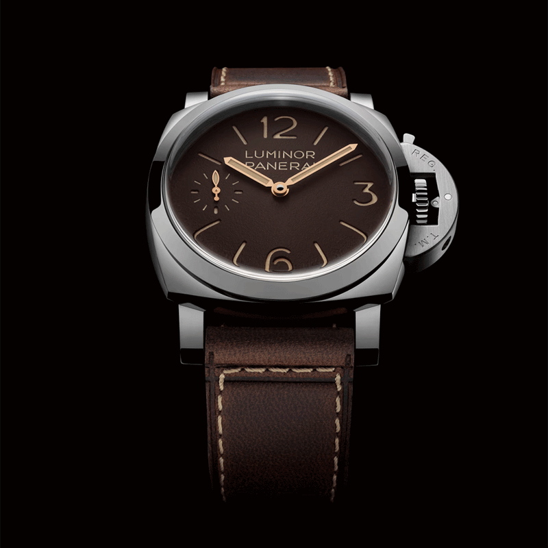 Panerai Luminor 44mm Brown Dial Brown Strap Mens Watch - Berry's Jewellers