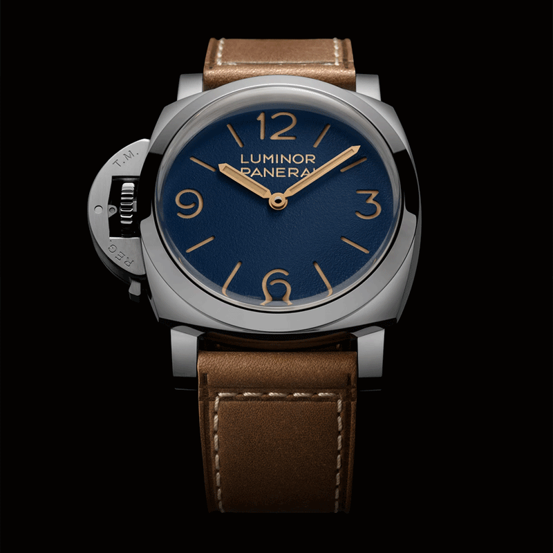 Panerai Luminor Destro 44mm Blue Dial Leather Strap Watch - Berry's Jewellers