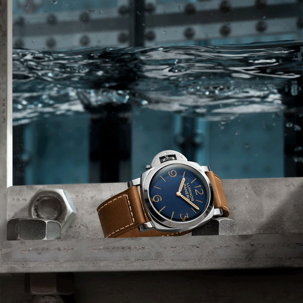 Panerai Luminor Destro 44mm Blue Dial Leather Strap Watch - Berry's Jewellers