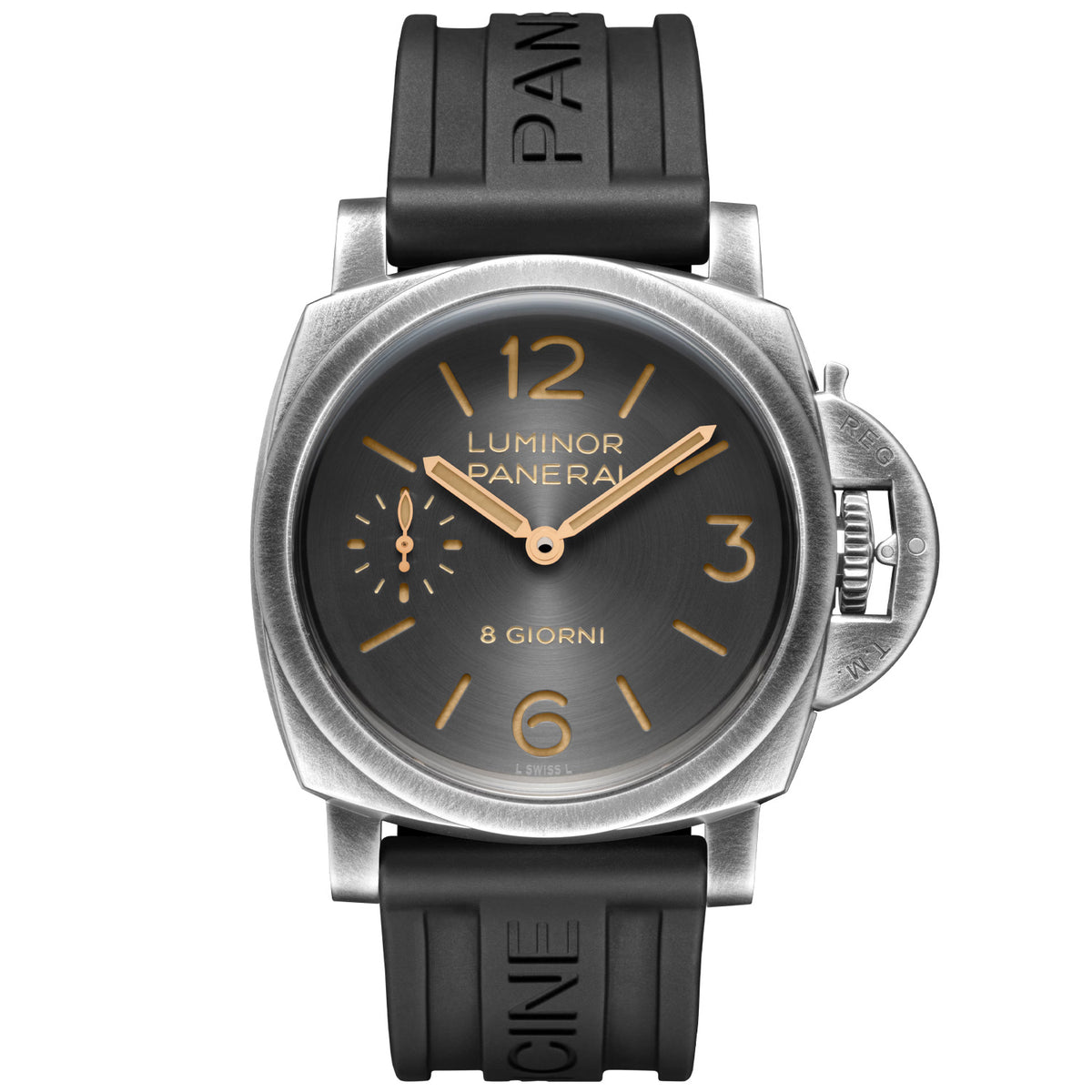 Panerai Luminor 8 Giorni 44mm Anthracite Dial Mens Strap Watch - Berry's Jewellers