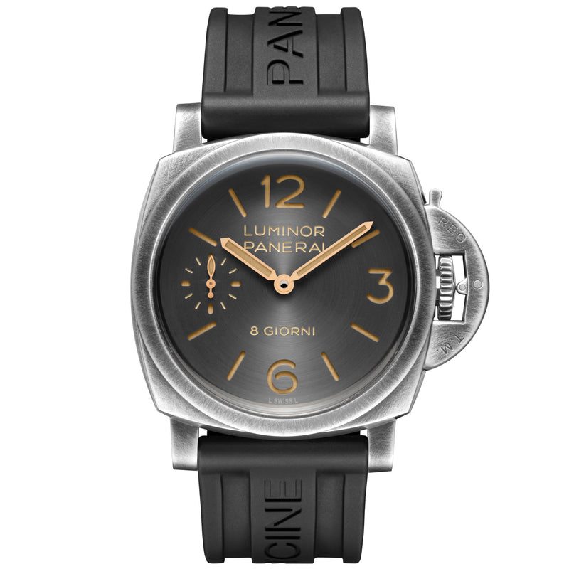Panerai Luminor 8 Giorni 44mm Anthracite Dial Mens Strap Watch - Berry's Jewellers