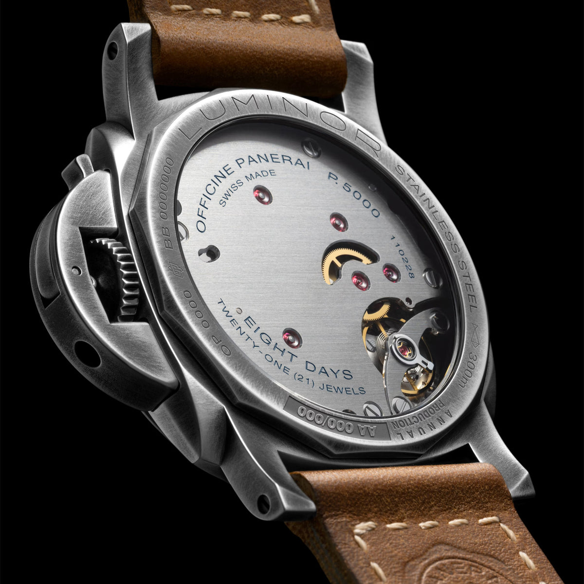 Panerai Luminor 8 Giorni 44mm Anthracite Dial Mens Strap Watch - Berry's Jewellers