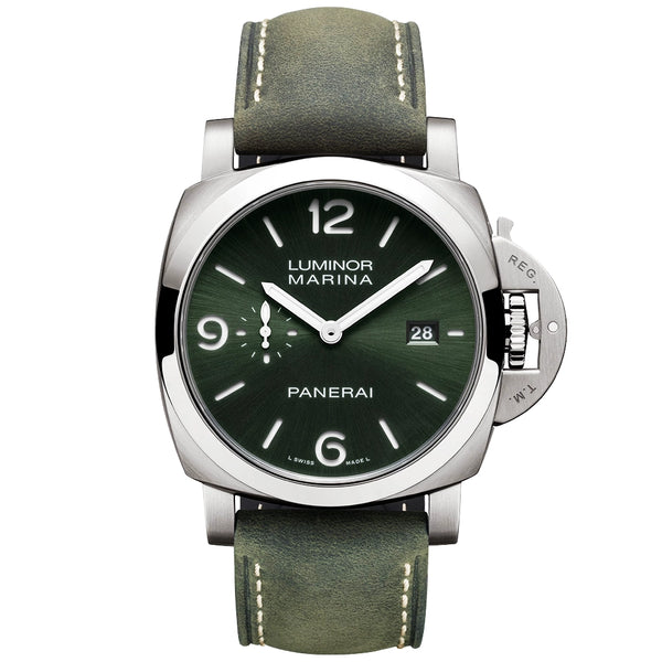 Panerai Luminor Marina Titanio Green Dial 44mm Automatic Strap Watch - Berry's Jewellers