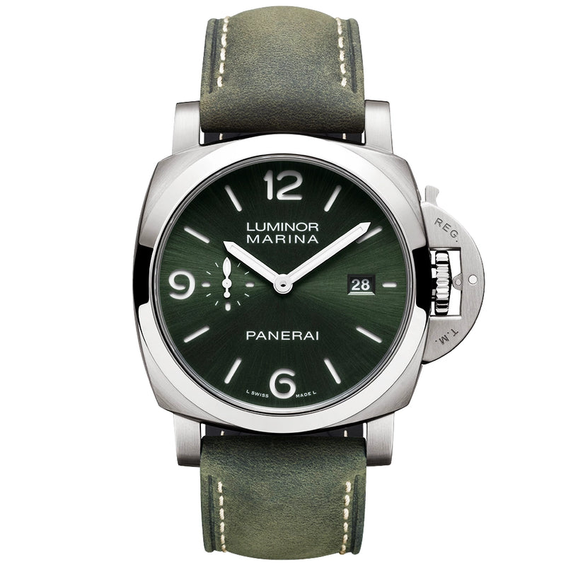 Panerai Luminor Marina Titanio Green Dial 44mm Automatic Strap Watch - Berry's Jewellers