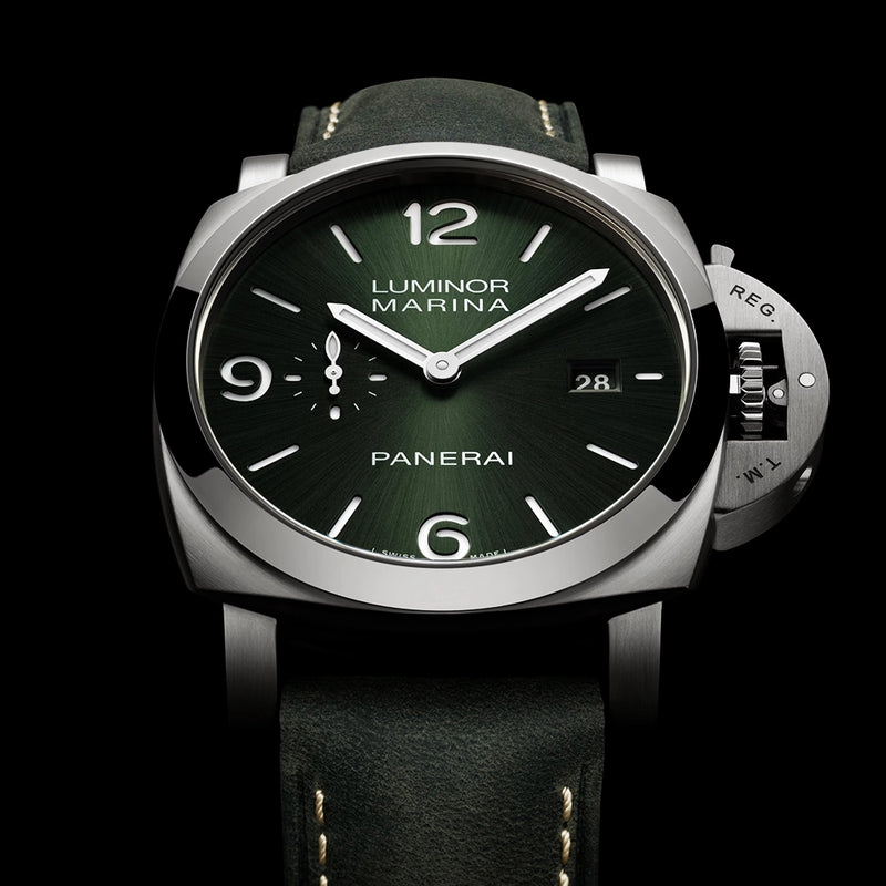 Panerai Luminor Marina Titanio Green Dial 44mm Automatic Strap Watch - Berry's Jewellers