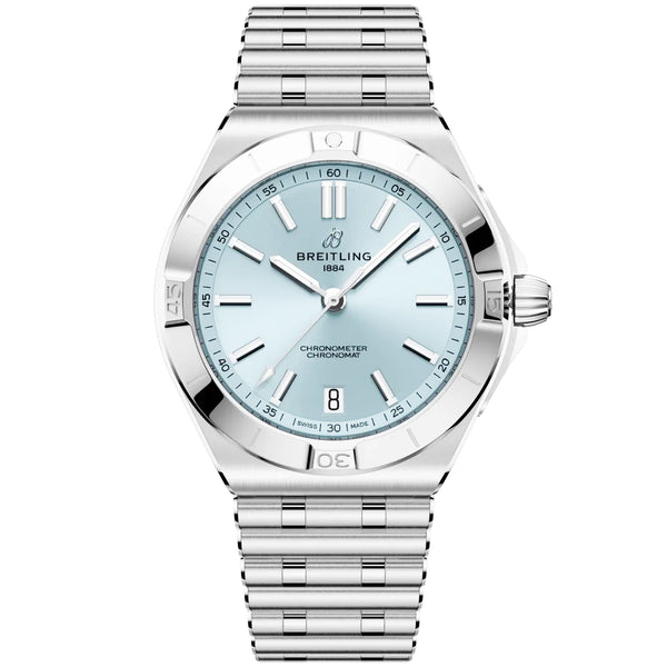 Breitling Chronomat 40mm Ice Blue Dial Steel & Platinum Automatic Watch - Berry's Jewellers