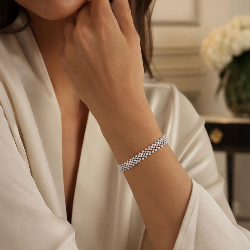 18ct White Gold Five Row Diamond Bracelet